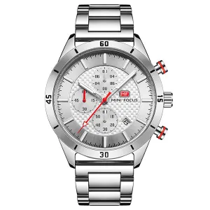 Mini Focus Silver Stainless Steel Silver Dial Chronograph Quartz Watch for Gents - MF0283G-01