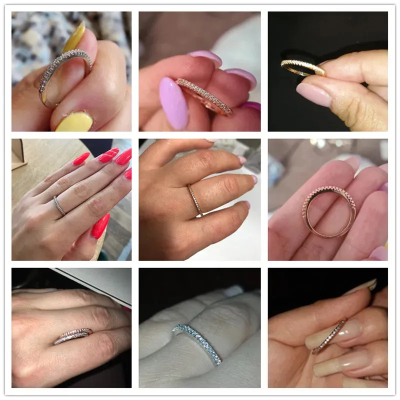 Minimalist Thin Rings for Women Wedding Brilliant Cubic Zircon High Quality Versatile Female Finger Ring Jewelry
