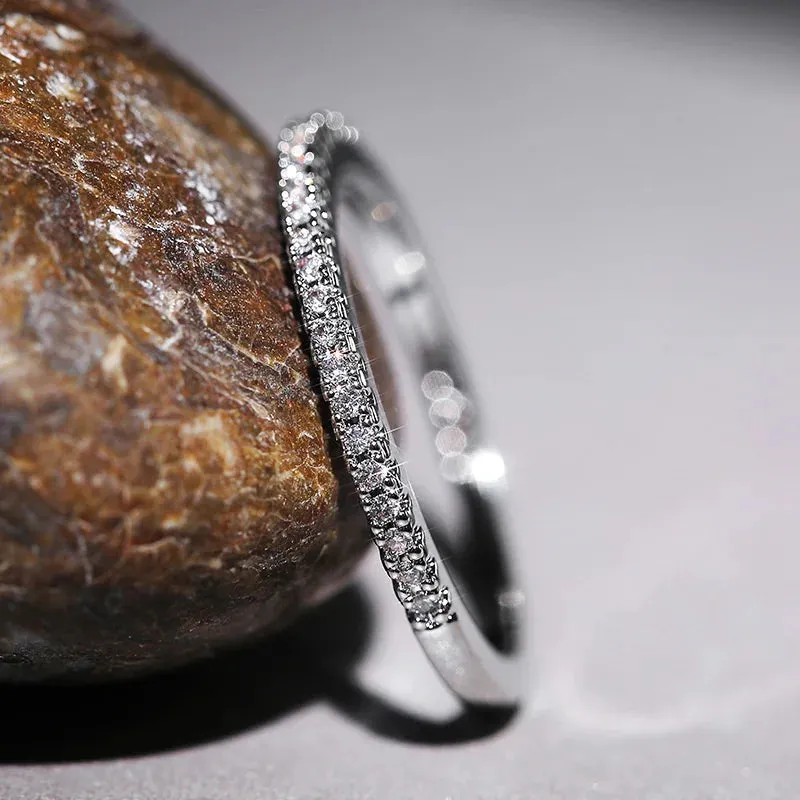 Minimalist Thin Rings for Women Wedding Brilliant Cubic Zircon High Quality Versatile Female Finger Ring Jewelry