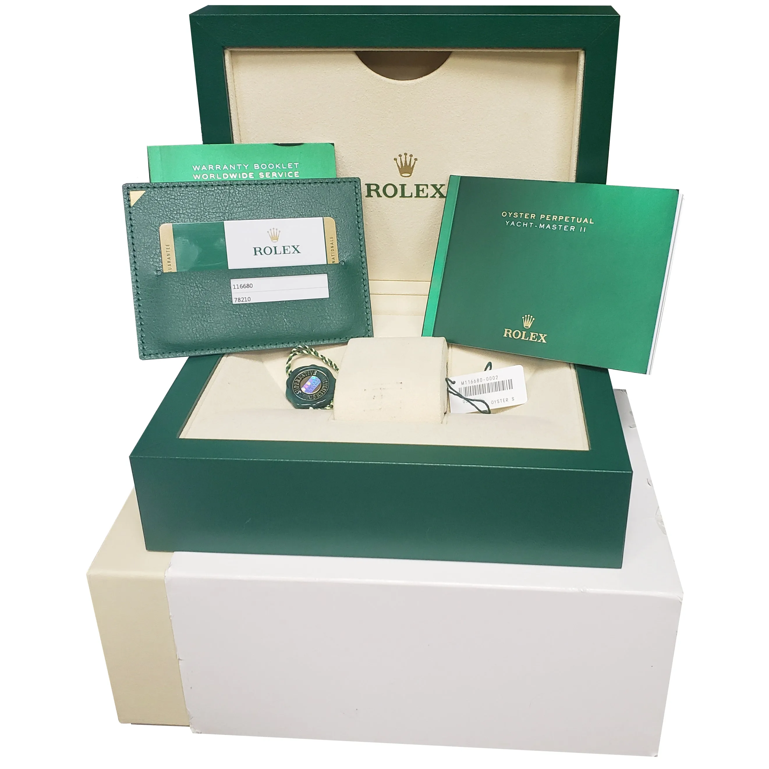 MINT Rolex Yacht-Master II 44mm NEWEST HANDS Stainless White Blue 116680 Watch