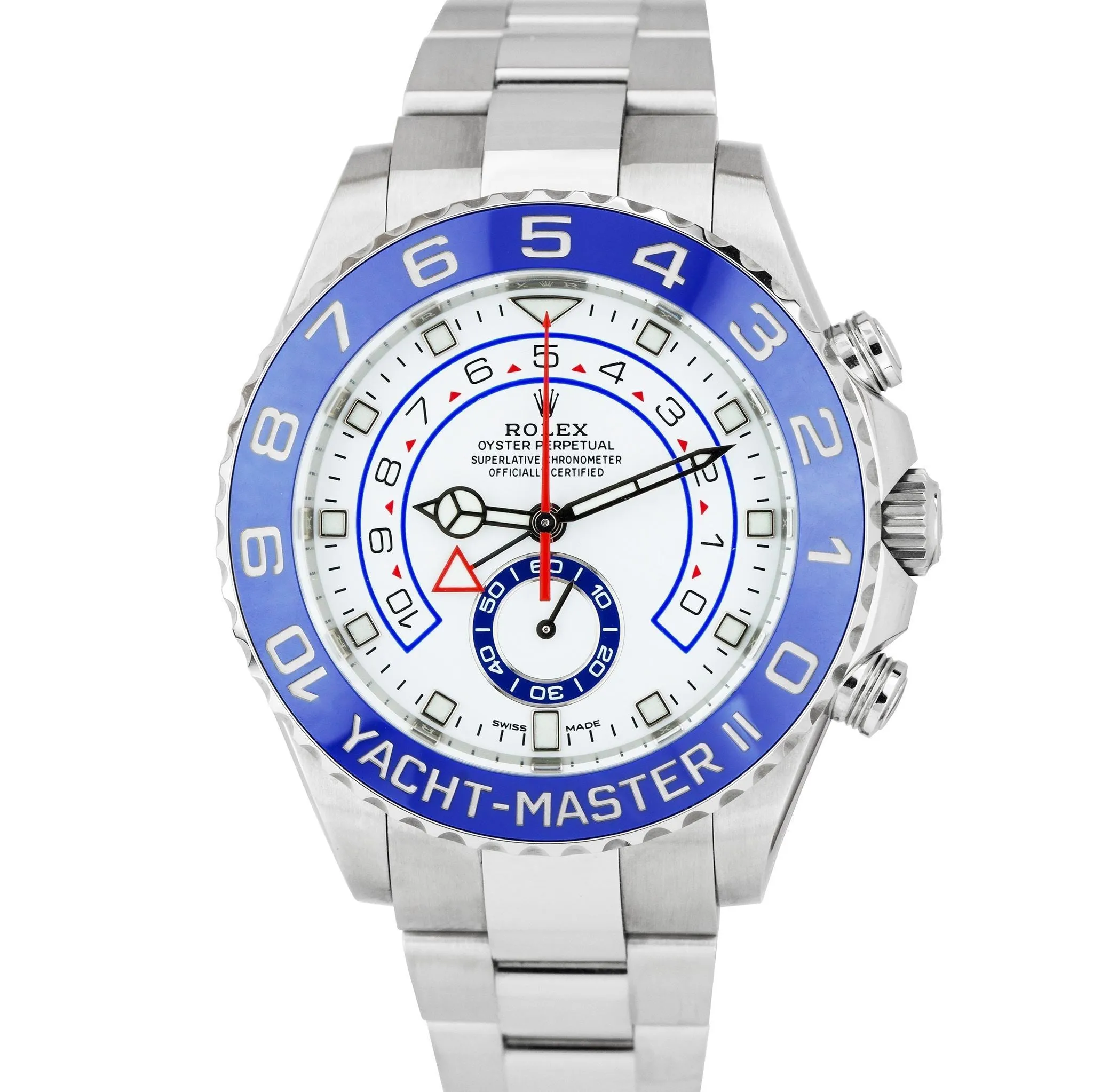 MINT Rolex Yacht-Master II 44mm NEWEST HANDS Stainless White Blue 116680 Watch