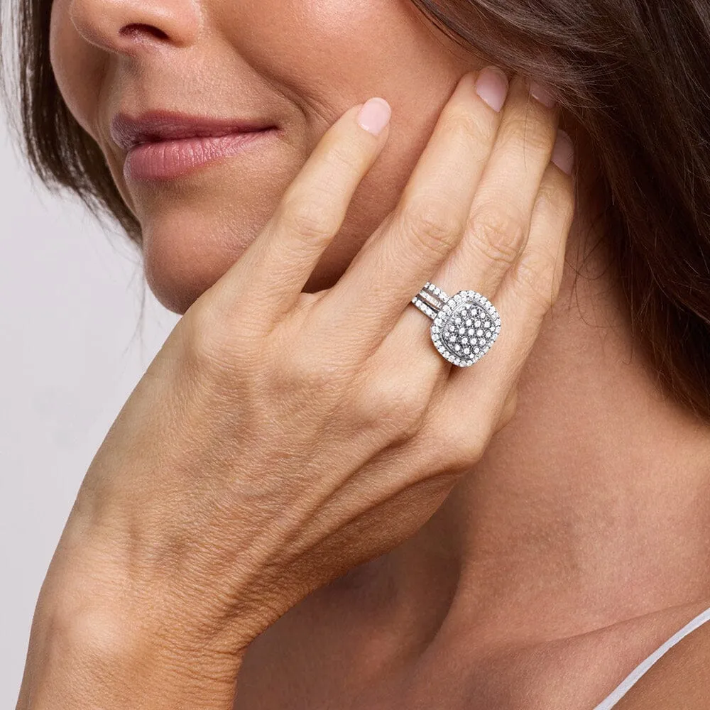 Miracle Surround Halo Ring with 1.00ct of Diamonds in Sterling Silver