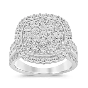 Miracle Surround Halo Ring with 1.00ct of Diamonds in Sterling Silver