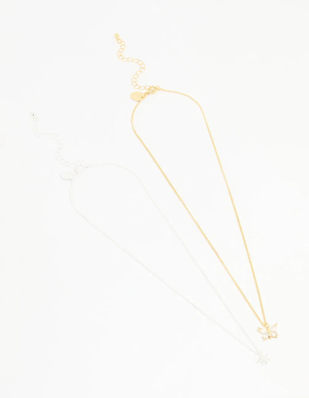 Mixed Metal Cubic Zirconia Butterfly Link Necklace Pack