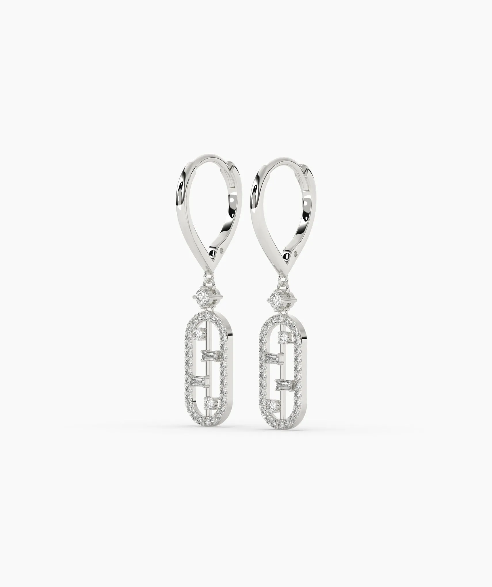Modern Diamond Link Drop Earrings