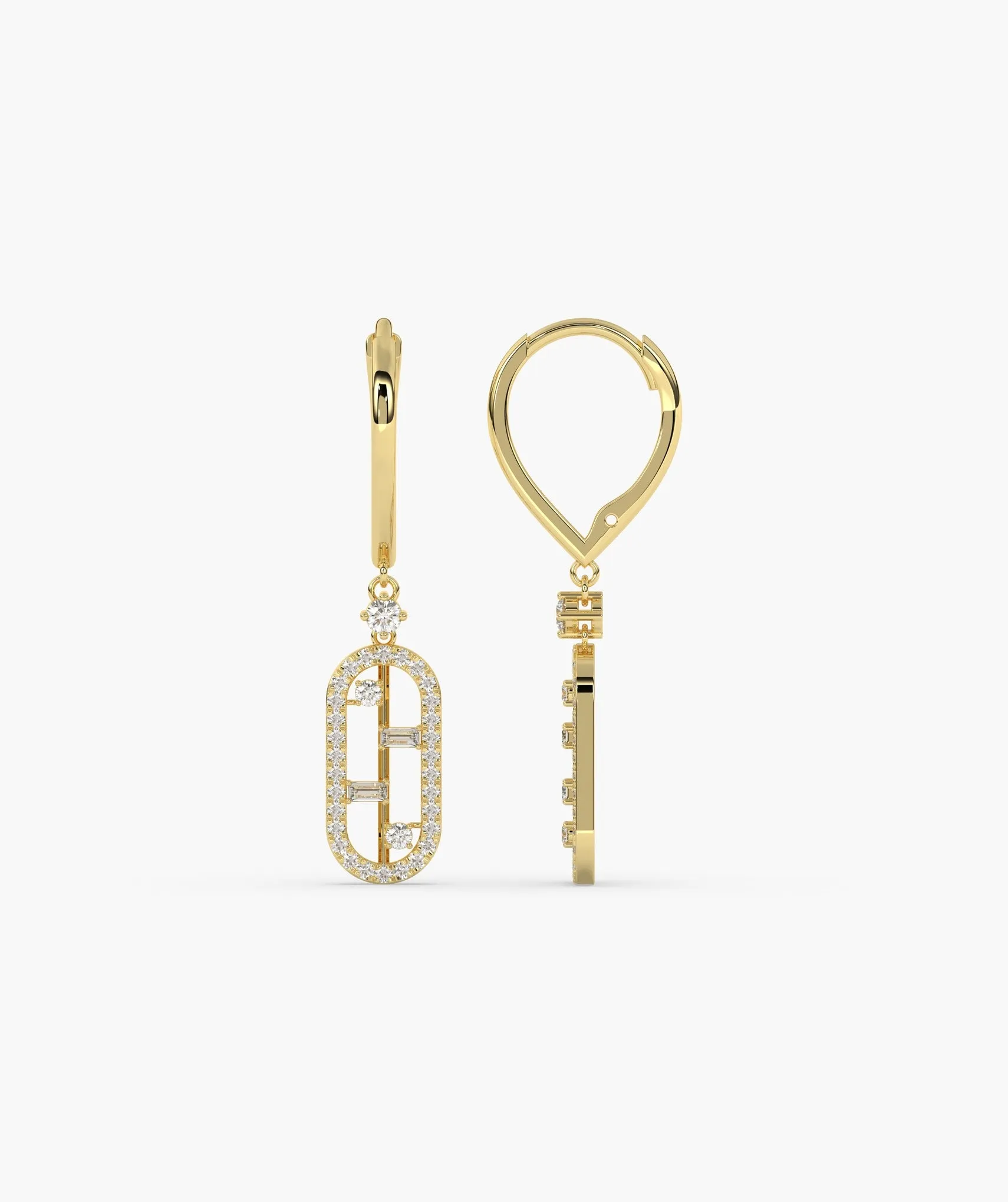Modern Diamond Link Drop Earrings