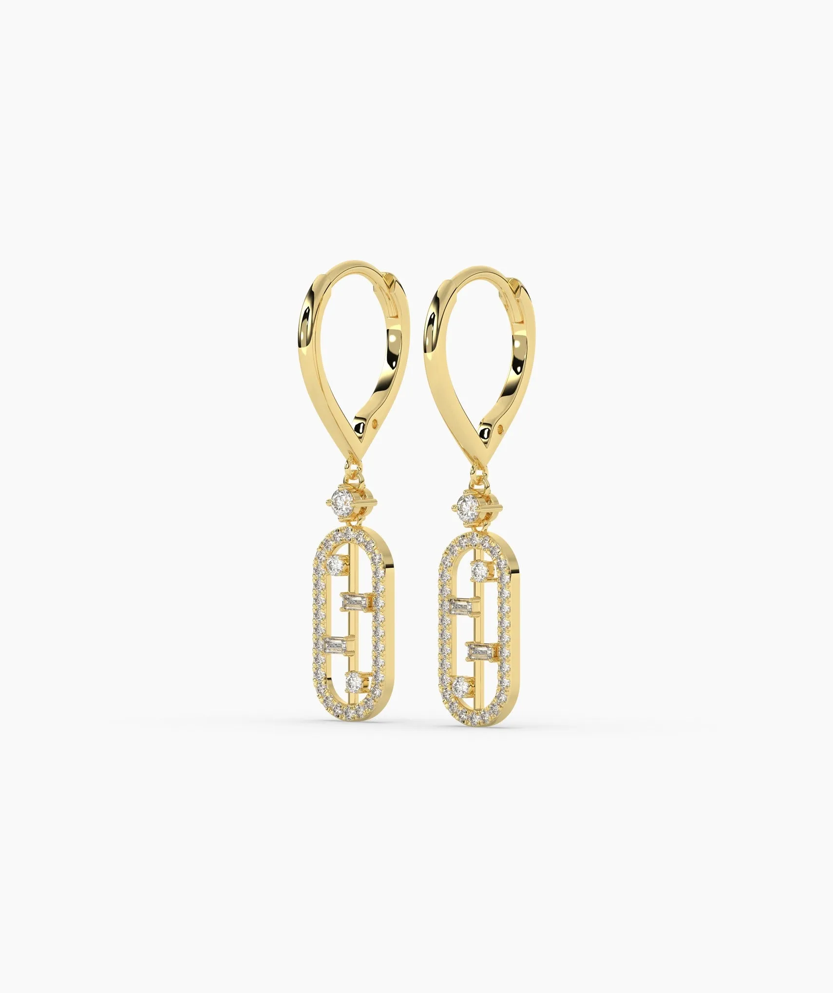 Modern Diamond Link Drop Earrings