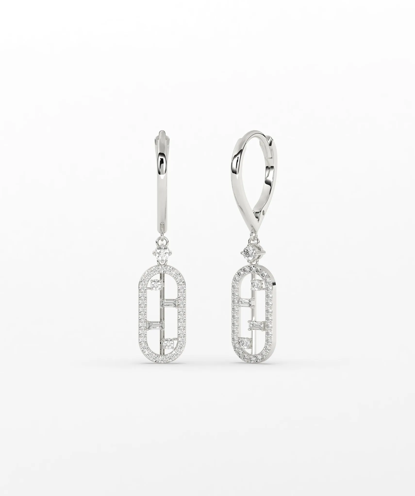 Modern Diamond Link Drop Earrings