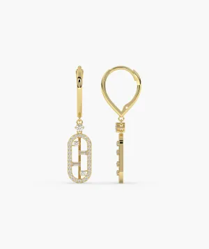 Modern Diamond Link Drop Earrings