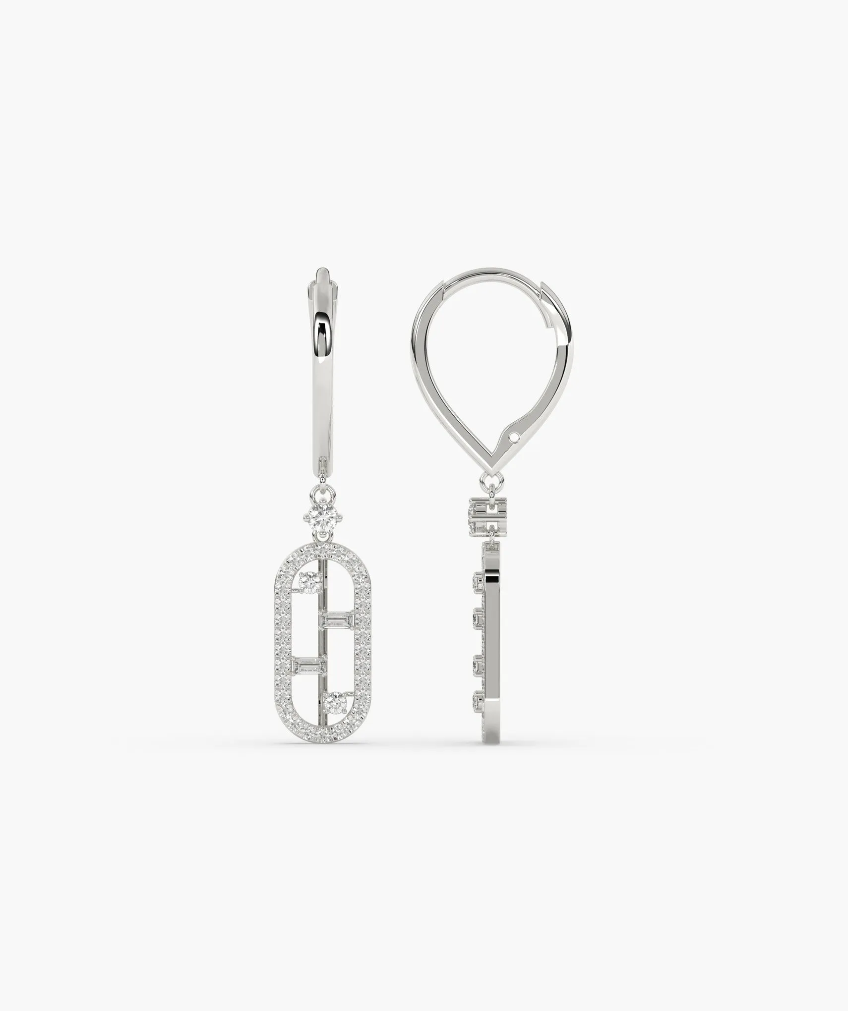 Modern Diamond Link Drop Earrings