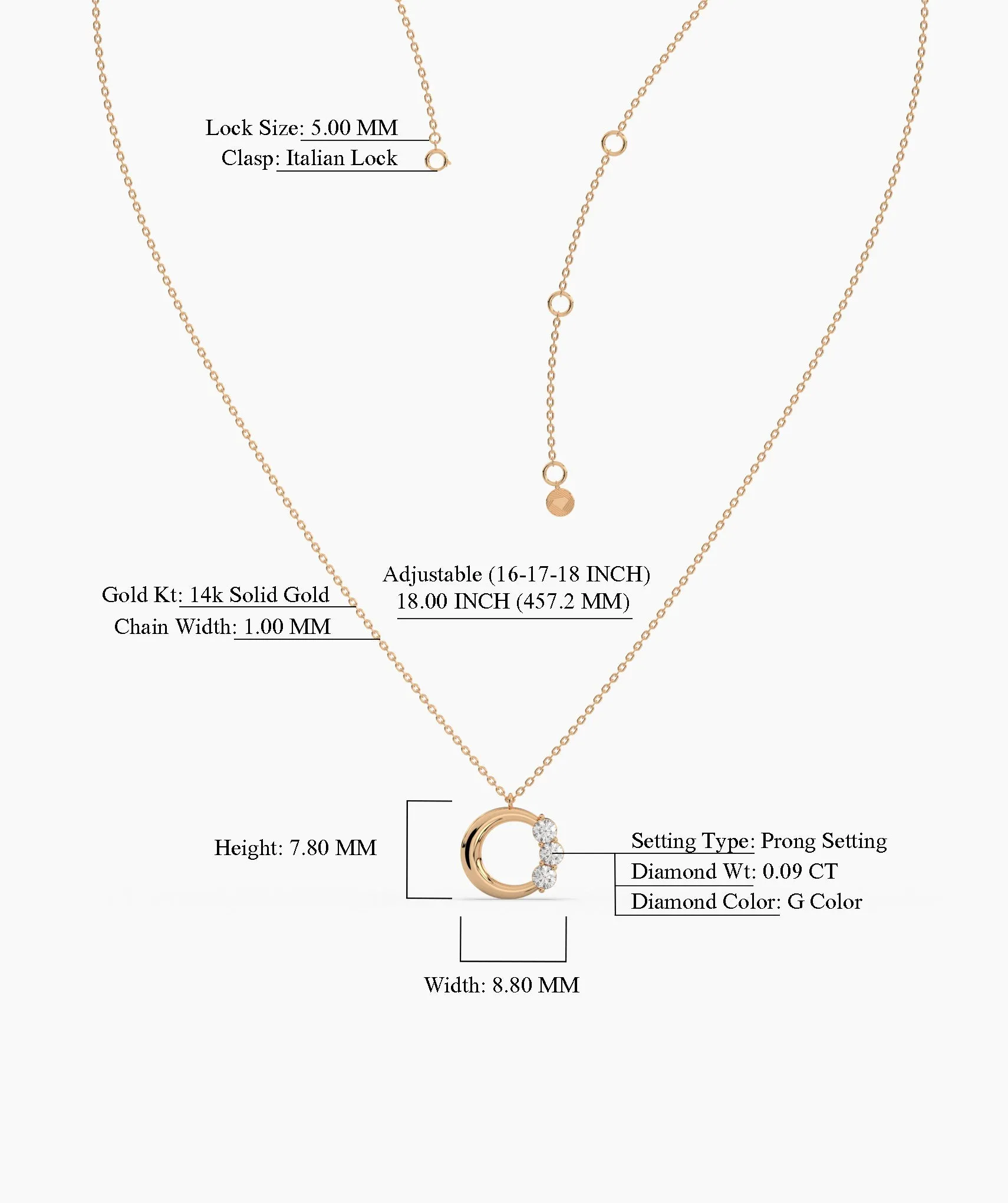 Modern Triple-Diamond ‘C’ Necklace