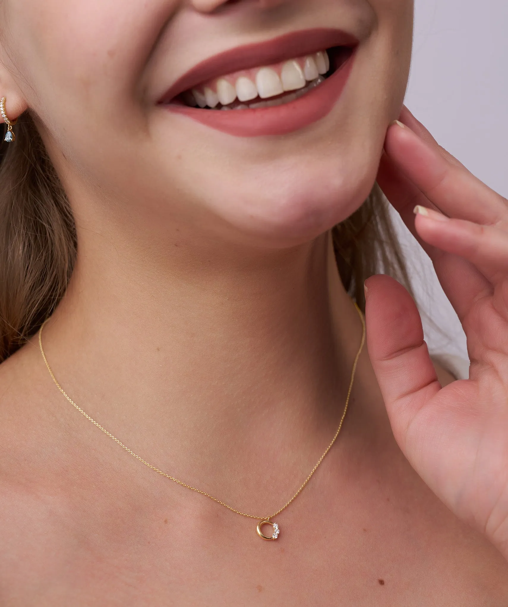Modern Triple-Diamond ‘C’ Necklace