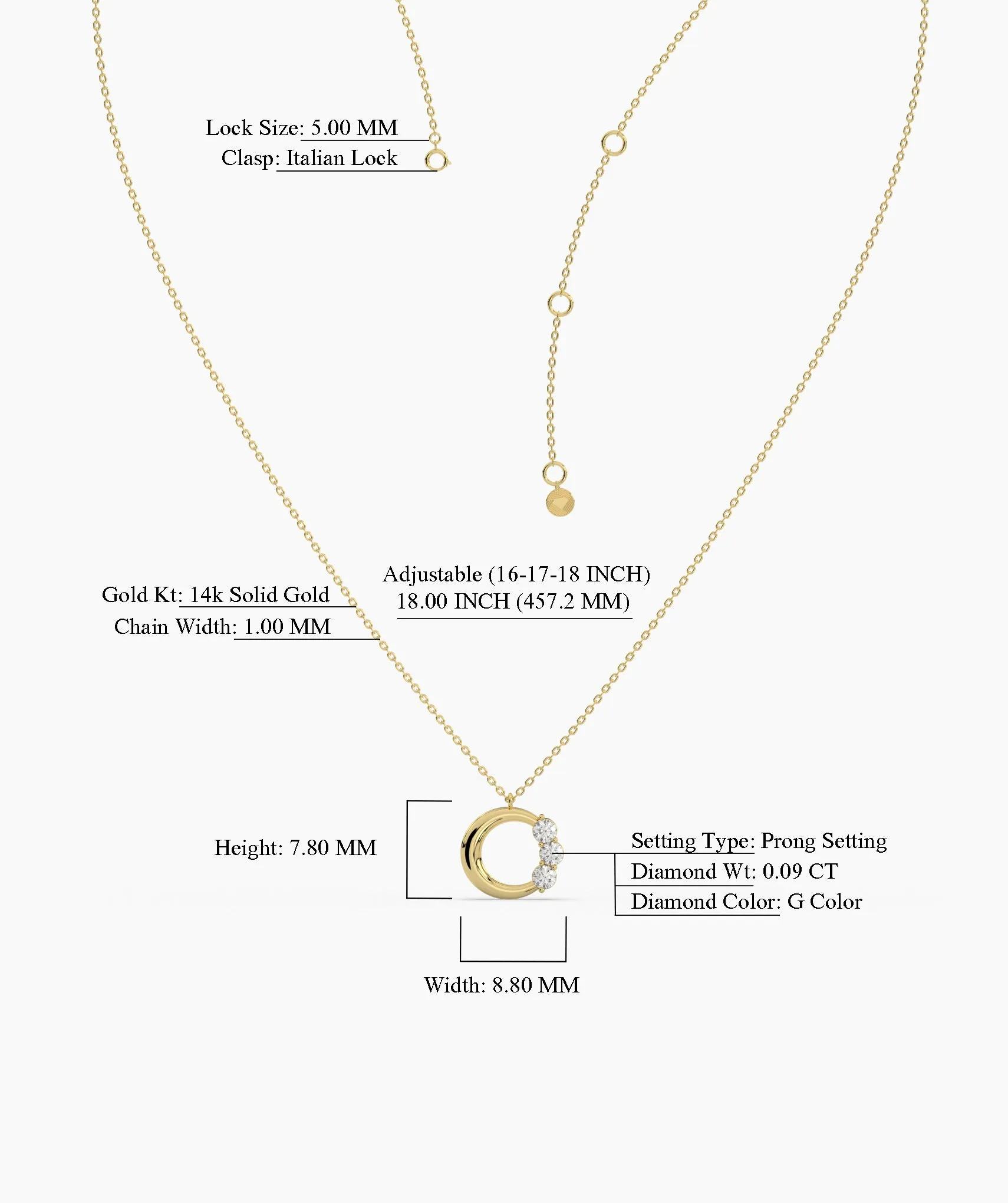Modern Triple-Diamond ‘C’ Necklace