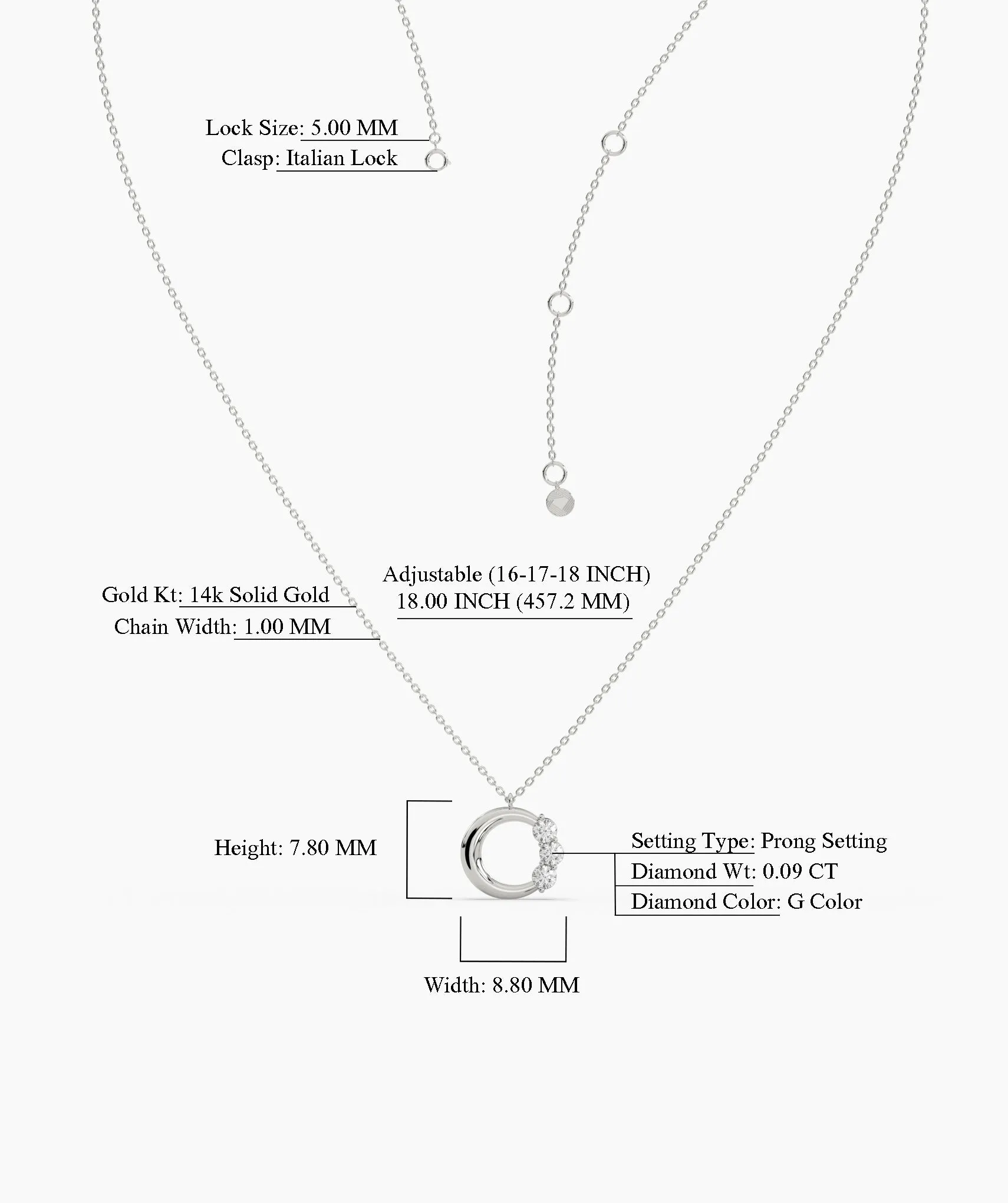 Modern Triple-Diamond ‘C’ Necklace