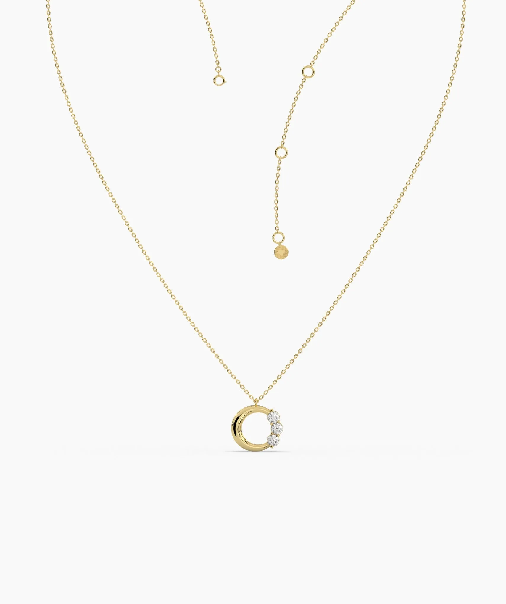 Modern Triple-Diamond ‘C’ Necklace