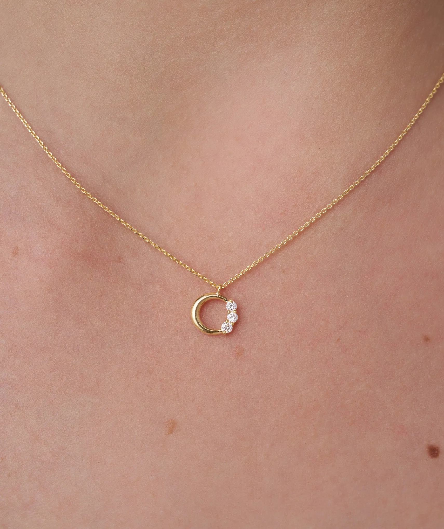 Modern Triple-Diamond ‘C’ Necklace