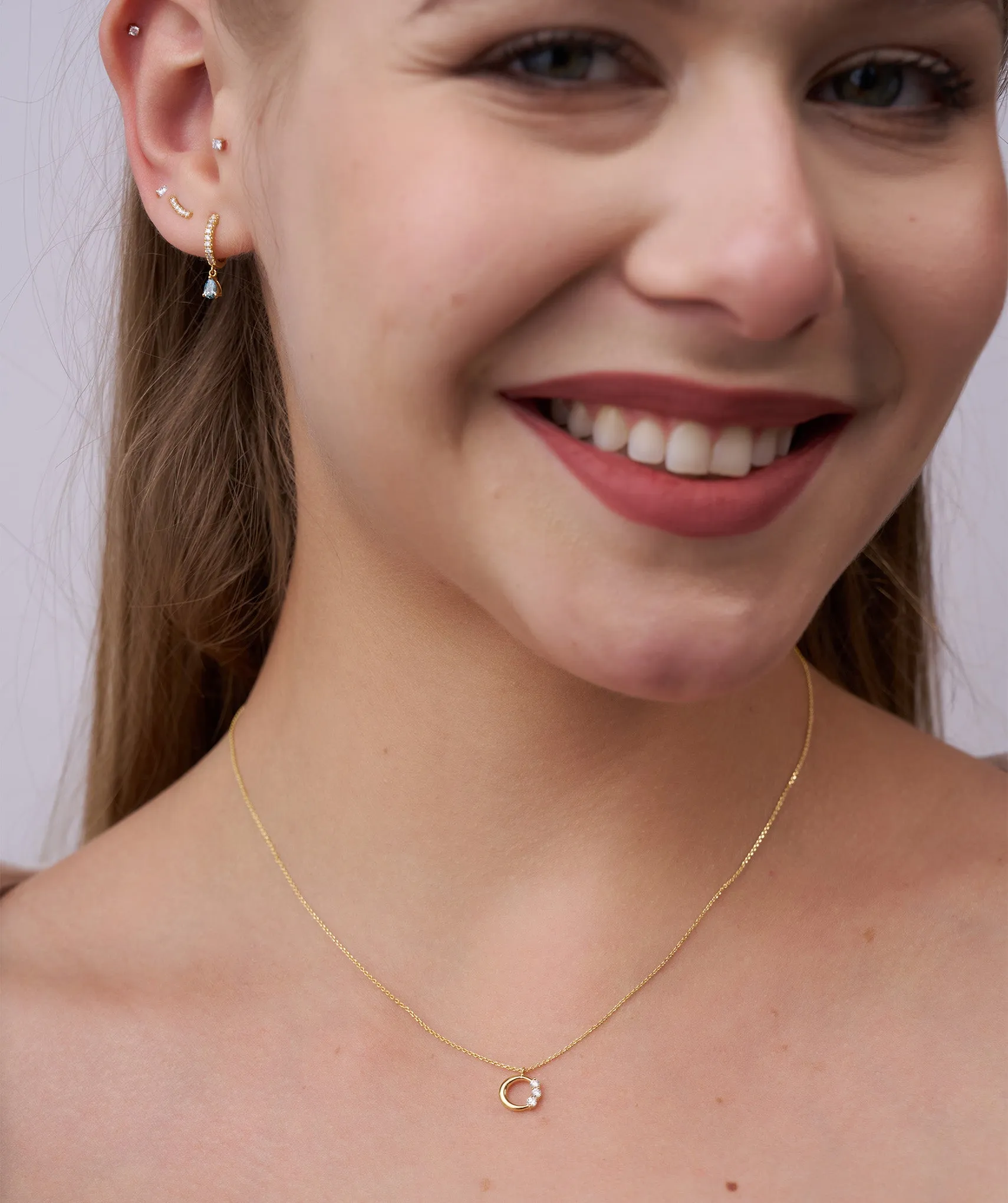 Modern Triple-Diamond ‘C’ Necklace