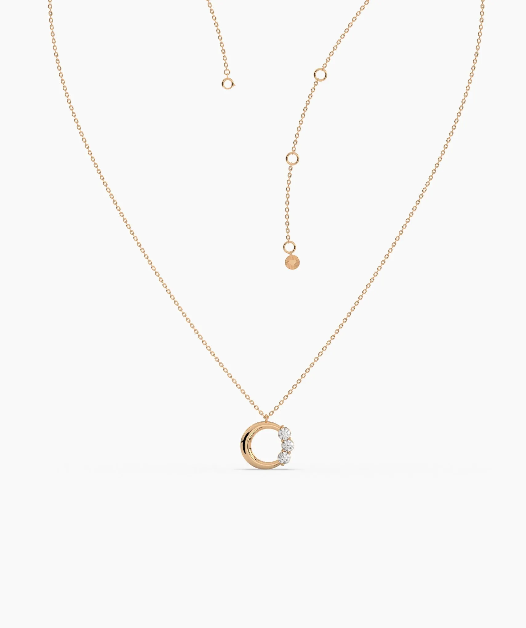 Modern Triple-Diamond ‘C’ Necklace