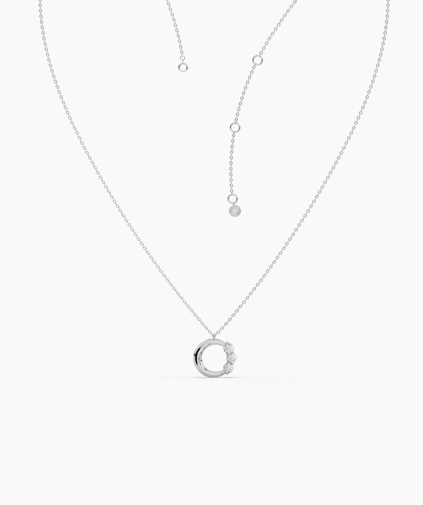 Modern Triple-Diamond ‘C’ Necklace