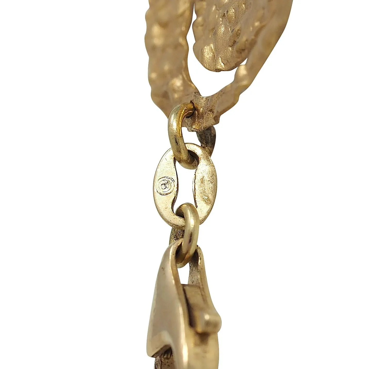 Modernist 14 Karat Yellow Gold Two-Tone White Yellow Spiral Link Vintage Necklace