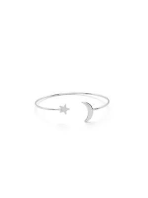 Moon & Star Design Cuff Bracelet