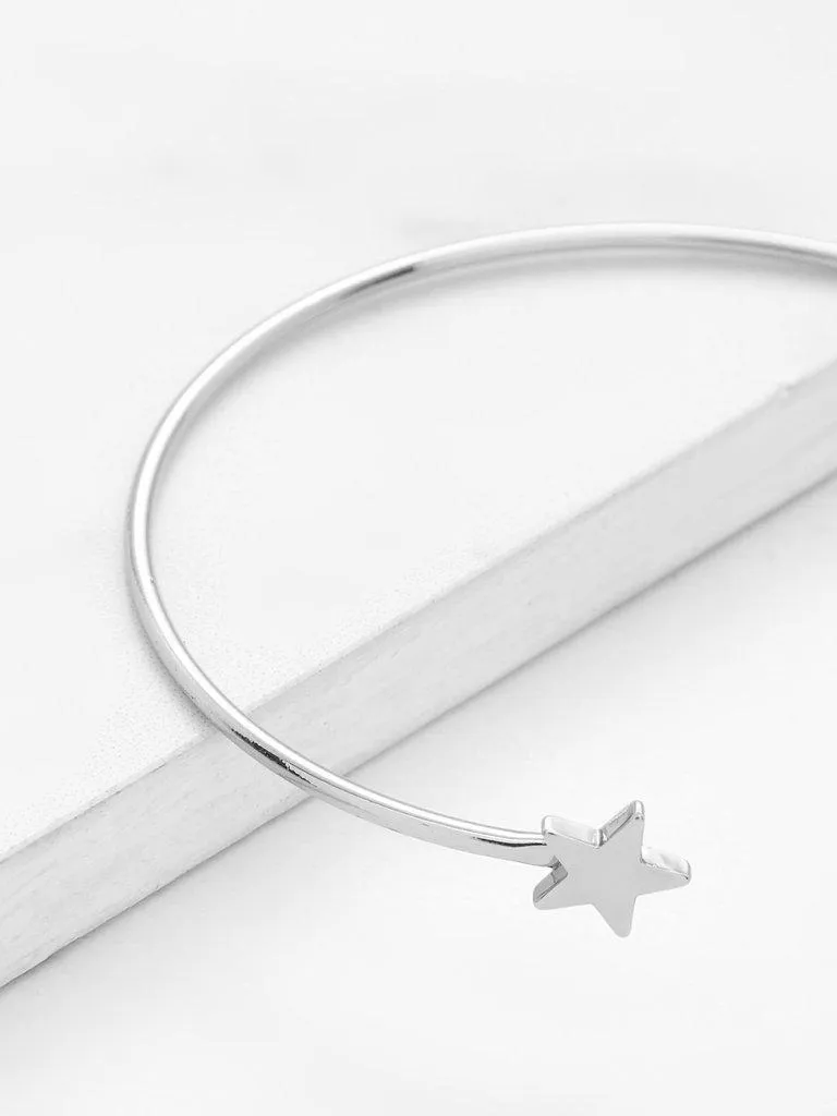 Moon & Star Design Cuff Bracelet
