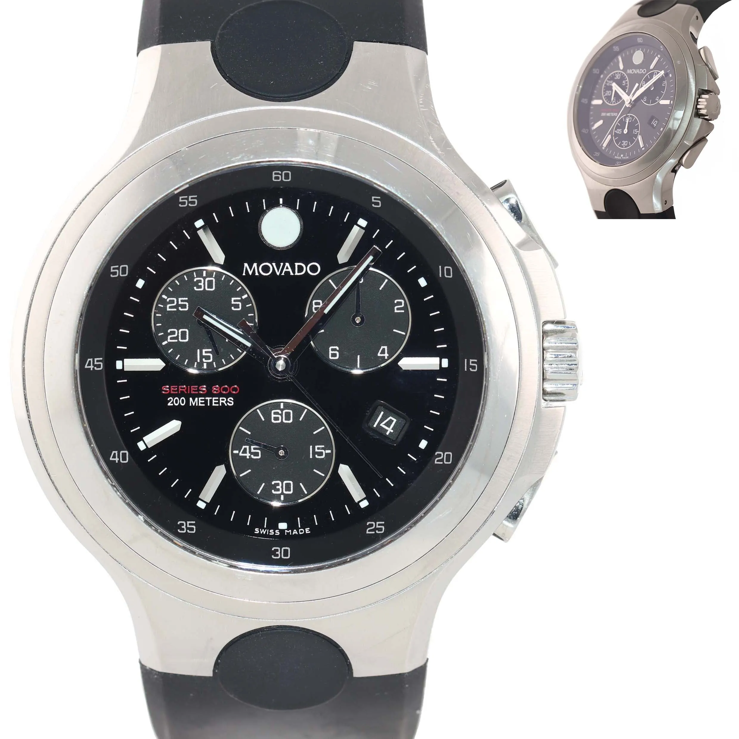 Movado Series 800 84 C5 Stainless Steel 46mm Quartz Chronograph Date Watch