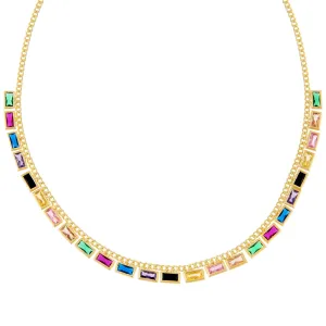 Multi-Color Baguette Cuban Chain Choker