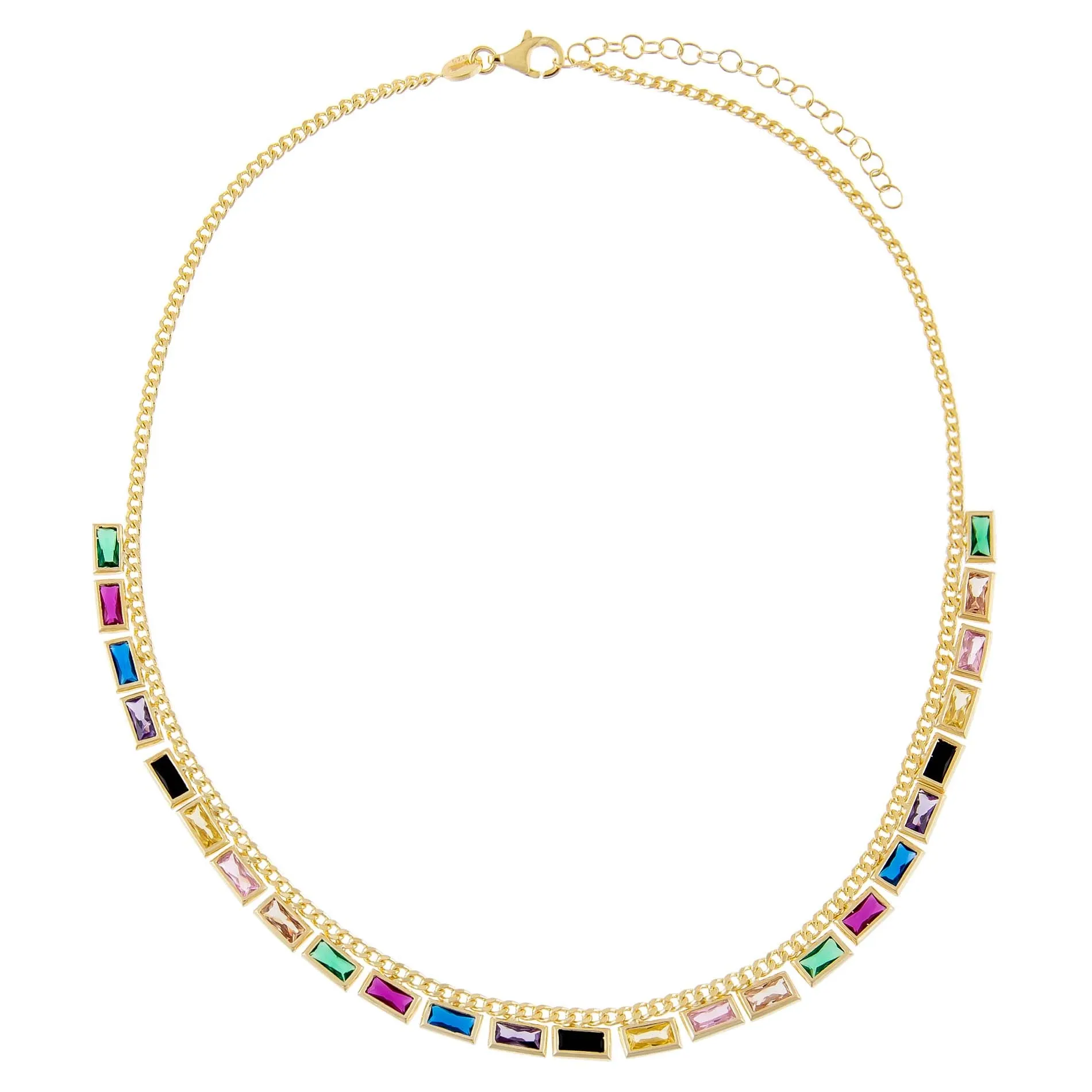 Multi-Color Baguette Cuban Chain Choker