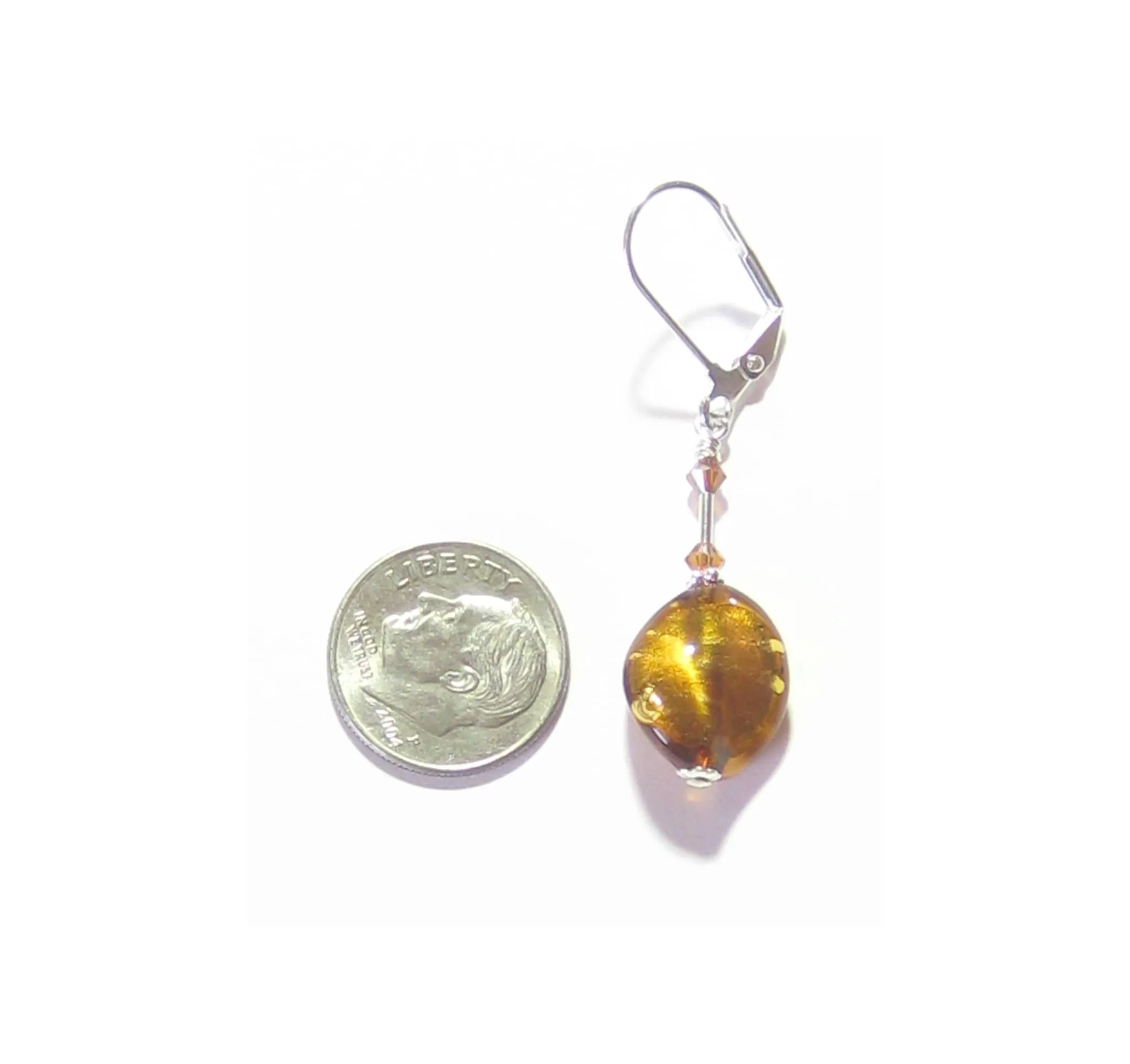 Murano Glass Dark Topaz Twist Silver Earrings