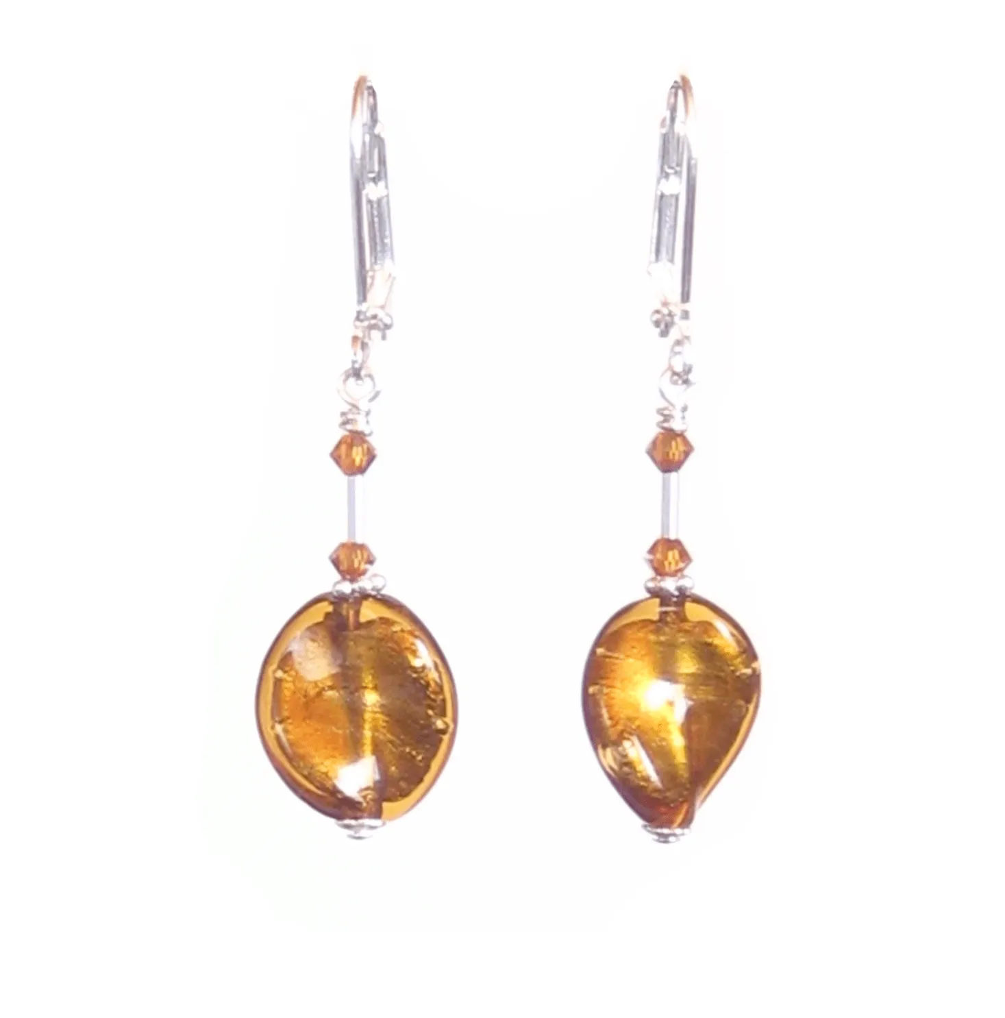Murano Glass Dark Topaz Twist Silver Earrings