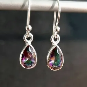 Mystic Topaz Teardrop 9mm x 6mm 925 Silver Earrings, E5MT
