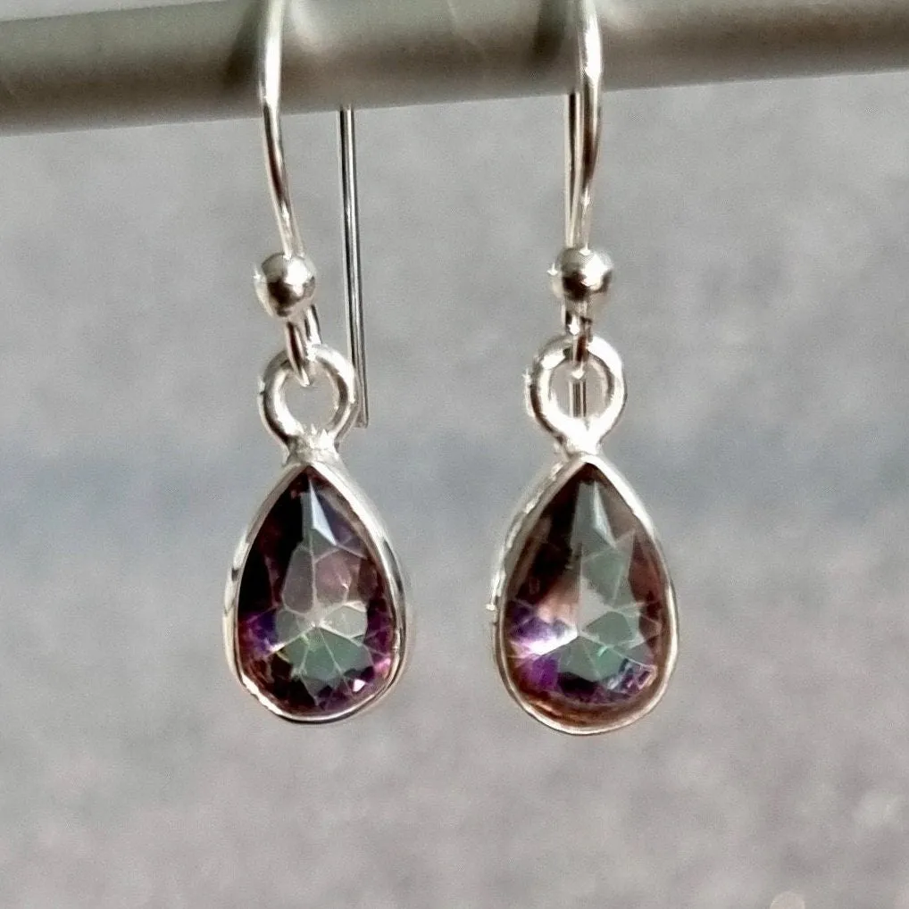 Mystic Topaz Teardrop 9mm x 6mm 925 Silver Earrings, E5MT