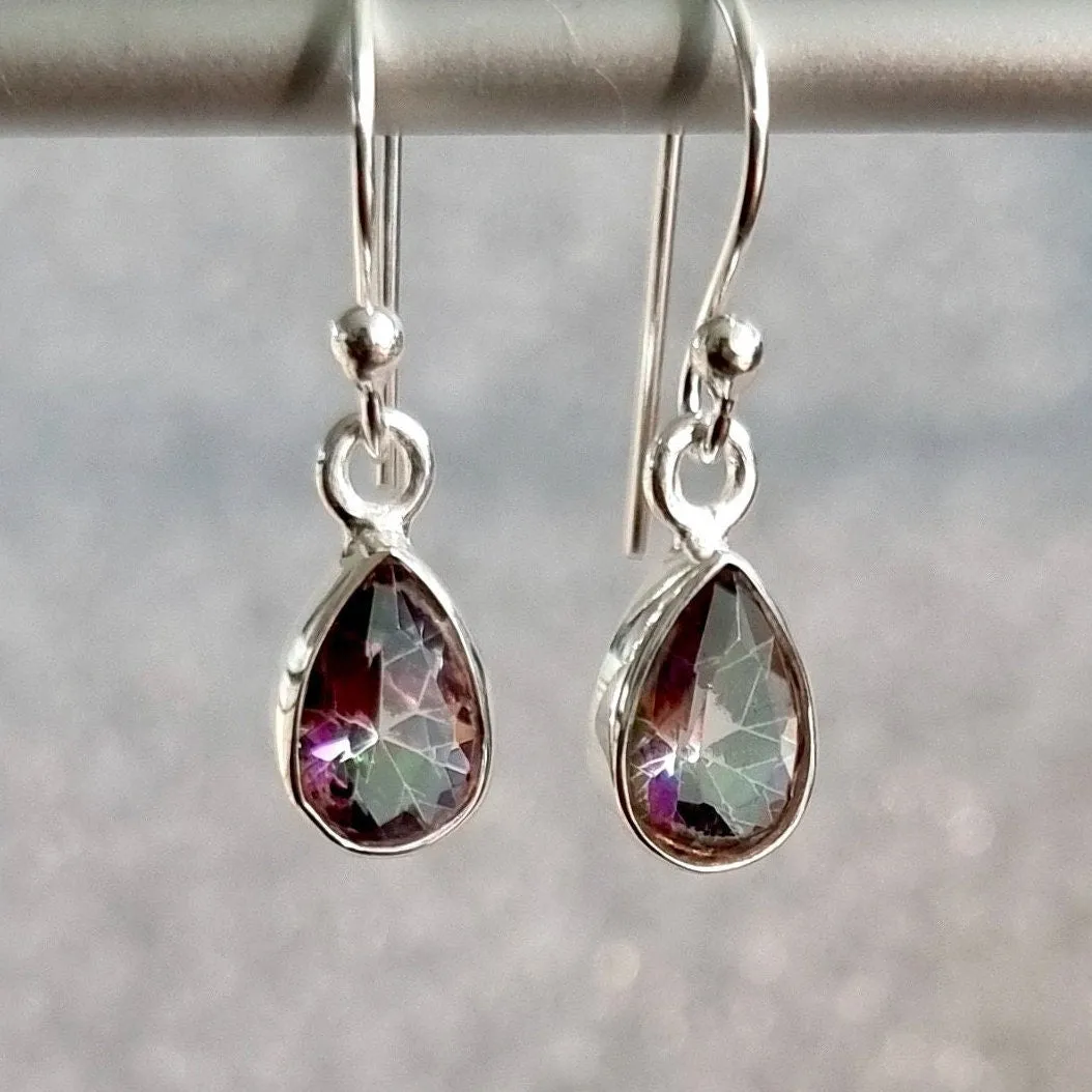 Mystic Topaz Teardrop 9mm x 6mm 925 Silver Earrings, E5MT