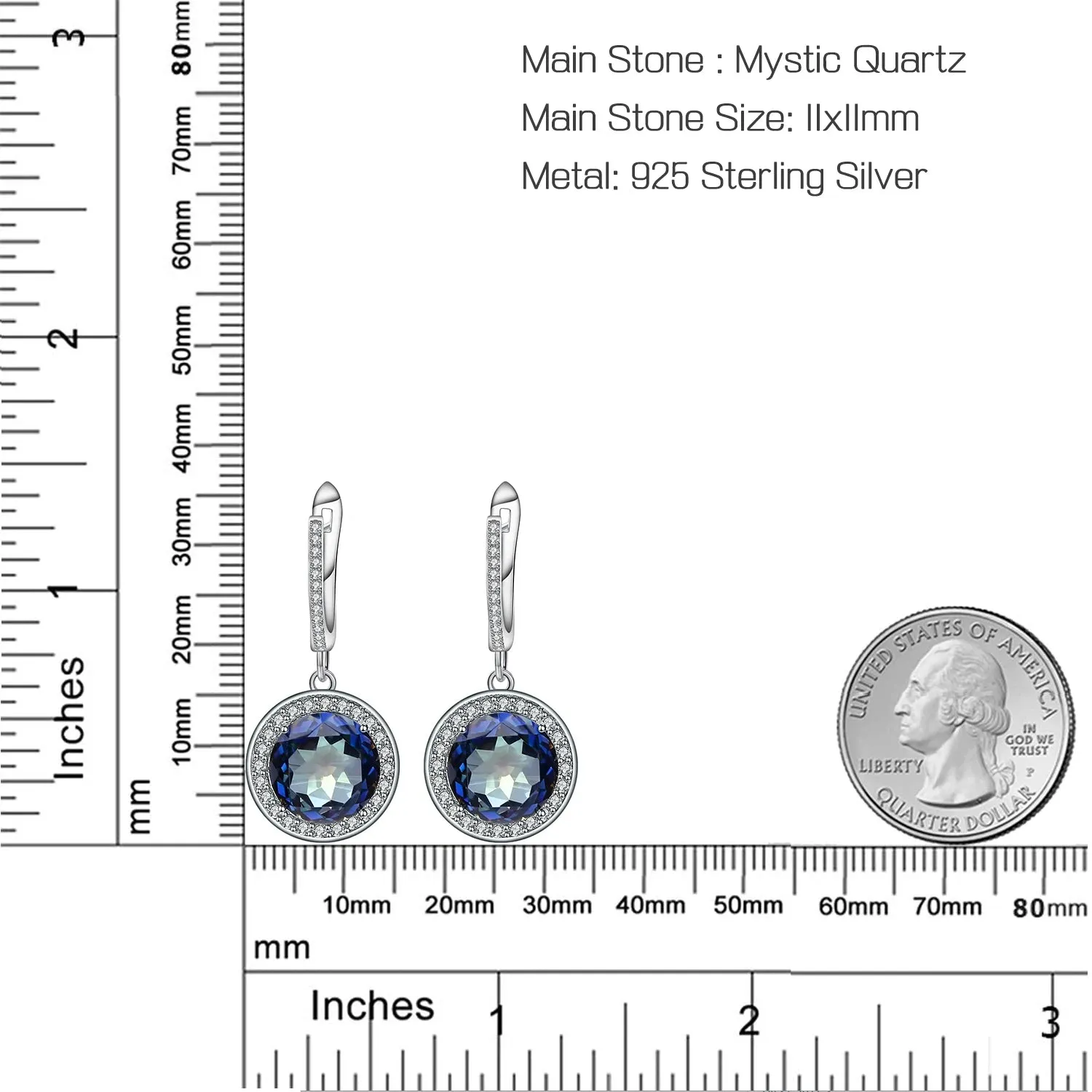 Natural Blueish Mystic Quartz Ring – 925 Sterling Silver, Round Cut Gemstone Fashion Jewelry