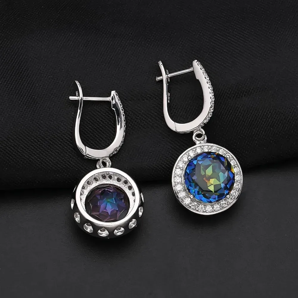 Natural Blueish Mystic Quartz Ring – 925 Sterling Silver, Round Cut Gemstone Fashion Jewelry