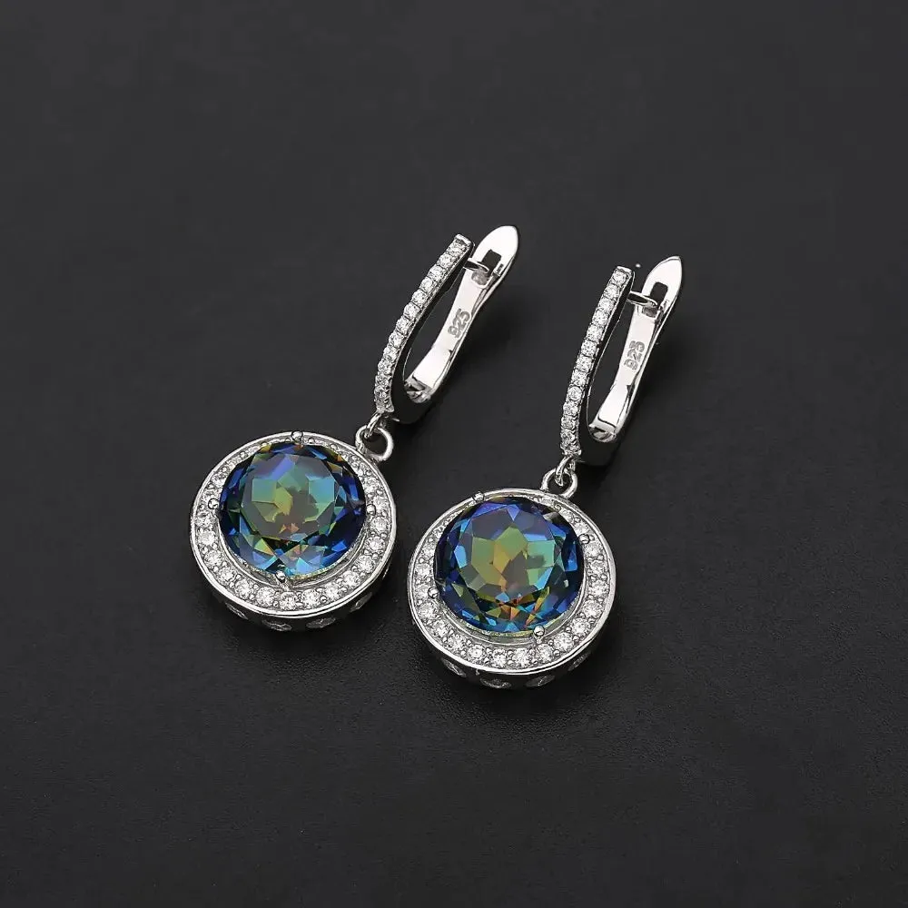 Natural Blueish Mystic Quartz Ring – 925 Sterling Silver, Round Cut Gemstone Fashion Jewelry