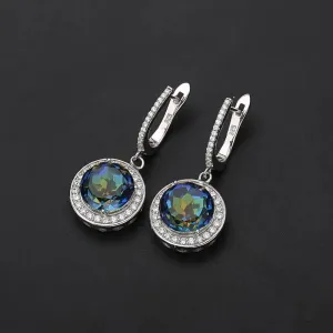Natural Blueish Mystic Quartz Ring – 925 Sterling Silver, Round Cut Gemstone Fashion Jewelry