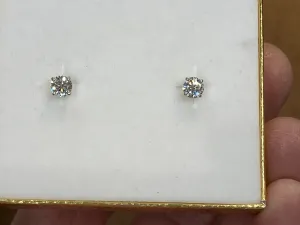 Natural Diamond Stud Earrings White Gold 0.74 Carats