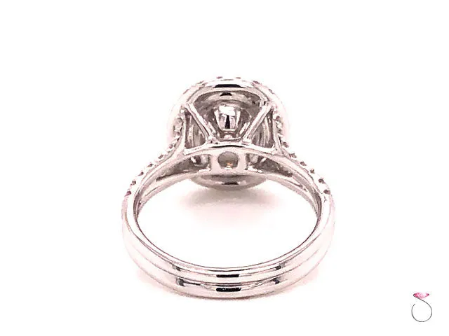 Natural Fancy Yellow Oval Diamond Halo Ring, 18K White Gold 2.34 CTW