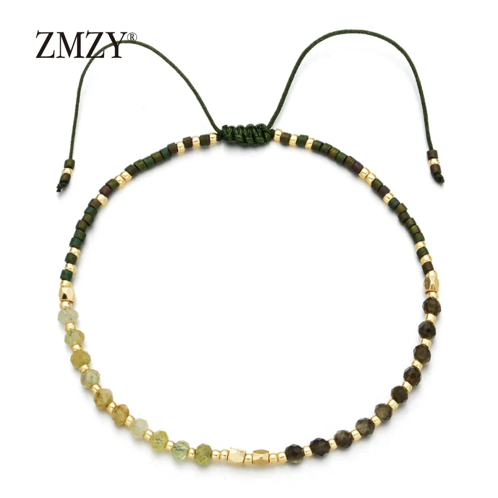 Natural Stone Beaded Bracelets Adjustable Multi Color