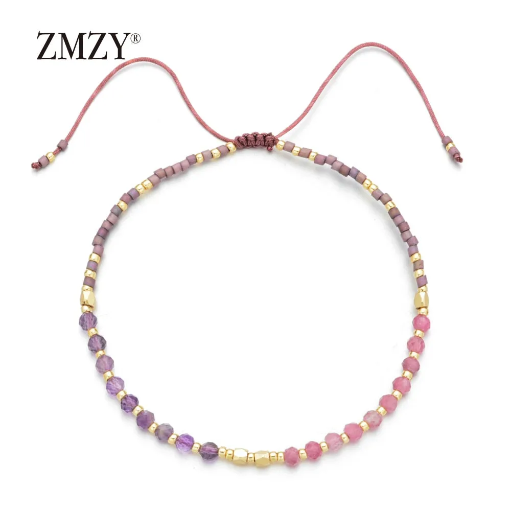 Natural Stone Beaded Bracelets Adjustable Multi Color