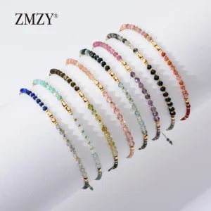 Natural Stone Beaded Bracelets Adjustable Multi Color