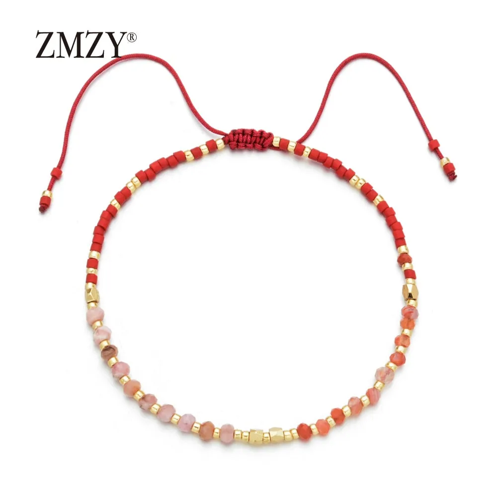 Natural Stone Beaded Bracelets Adjustable Multi Color