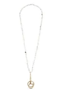 Natural Stone Beads Lanyard Necklace White - Pack of 6