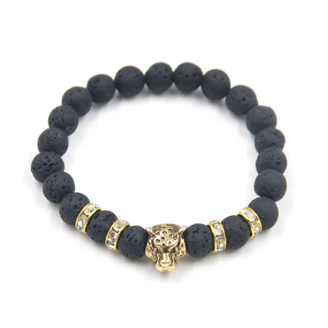 Natural stone Beads men bracelets Lucky Charm Matte Black Natural stone Beads Onyx Stone Matt Tiger Leopard Bracelets for men