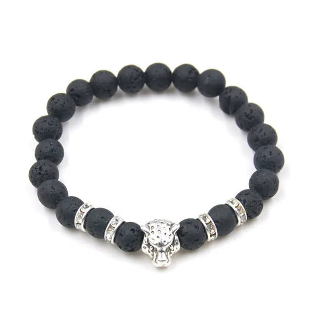 Natural stone Beads men bracelets Lucky Charm Matte Black Natural stone Beads Onyx Stone Matt Tiger Leopard Bracelets for men