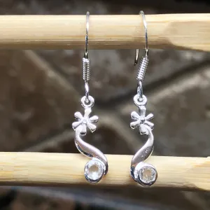Natural White Topaz 925 Solid Sterling Silver Earrings 28mm