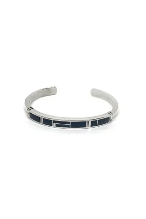 Navajo Onyx Inlay Sterling Silver Cuff