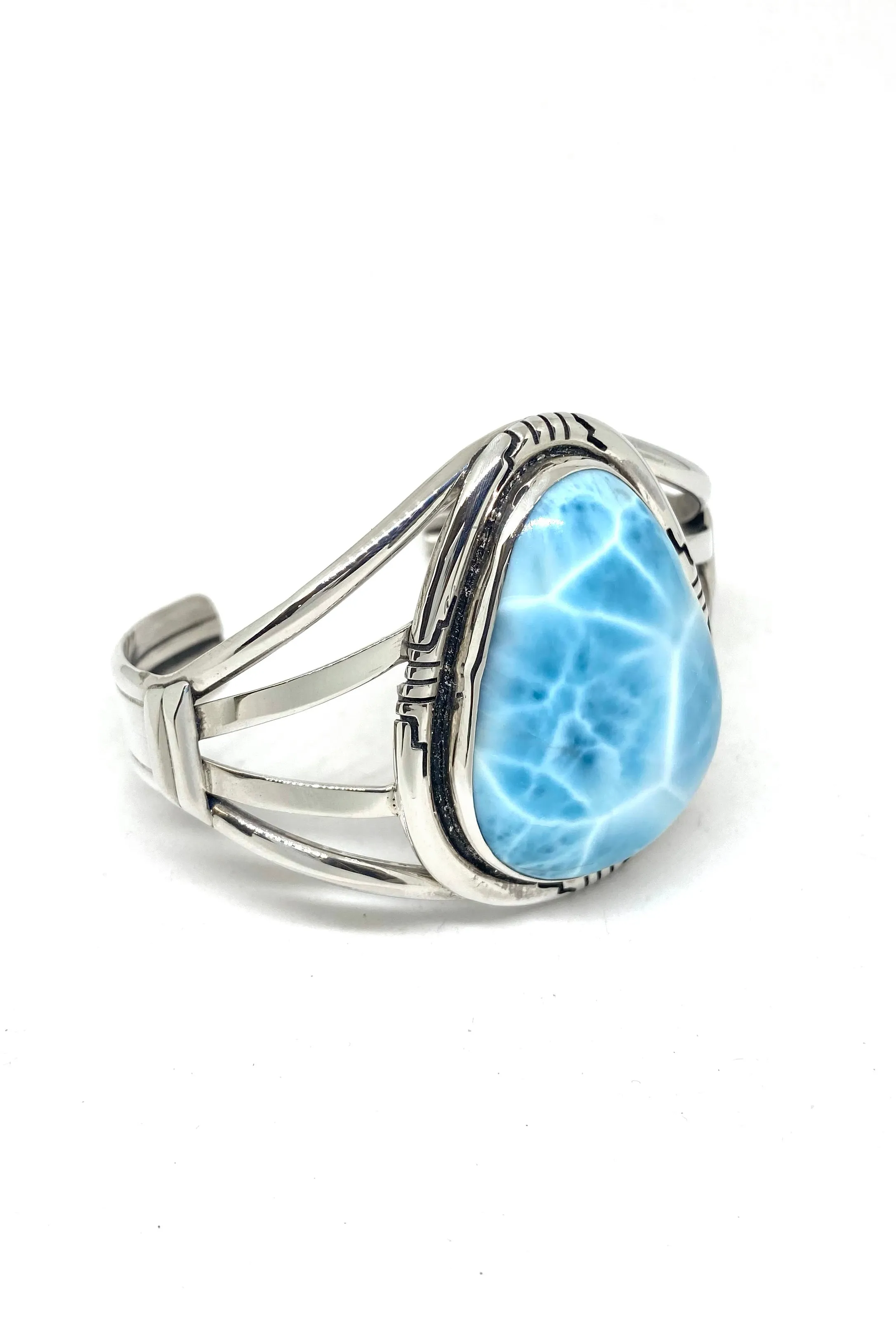 Navajo Sterling Silver Larimar Cuff Bracelet